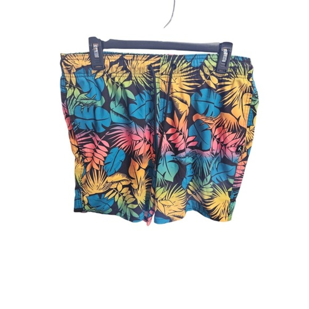 Tropical Print Swim Trunks Mens Colorful Leaf Design Swimsuit Shorts‎